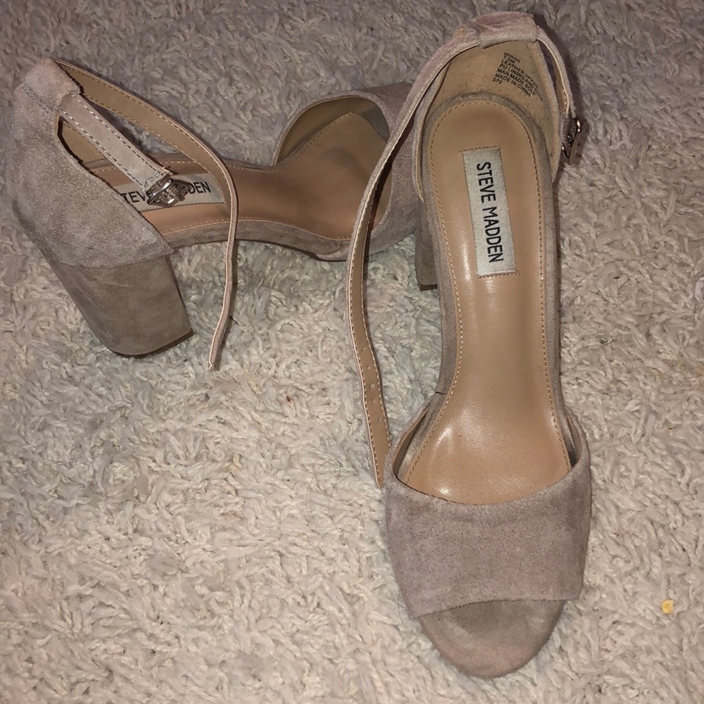 Nude Suede Sandal Heels Steve Madden